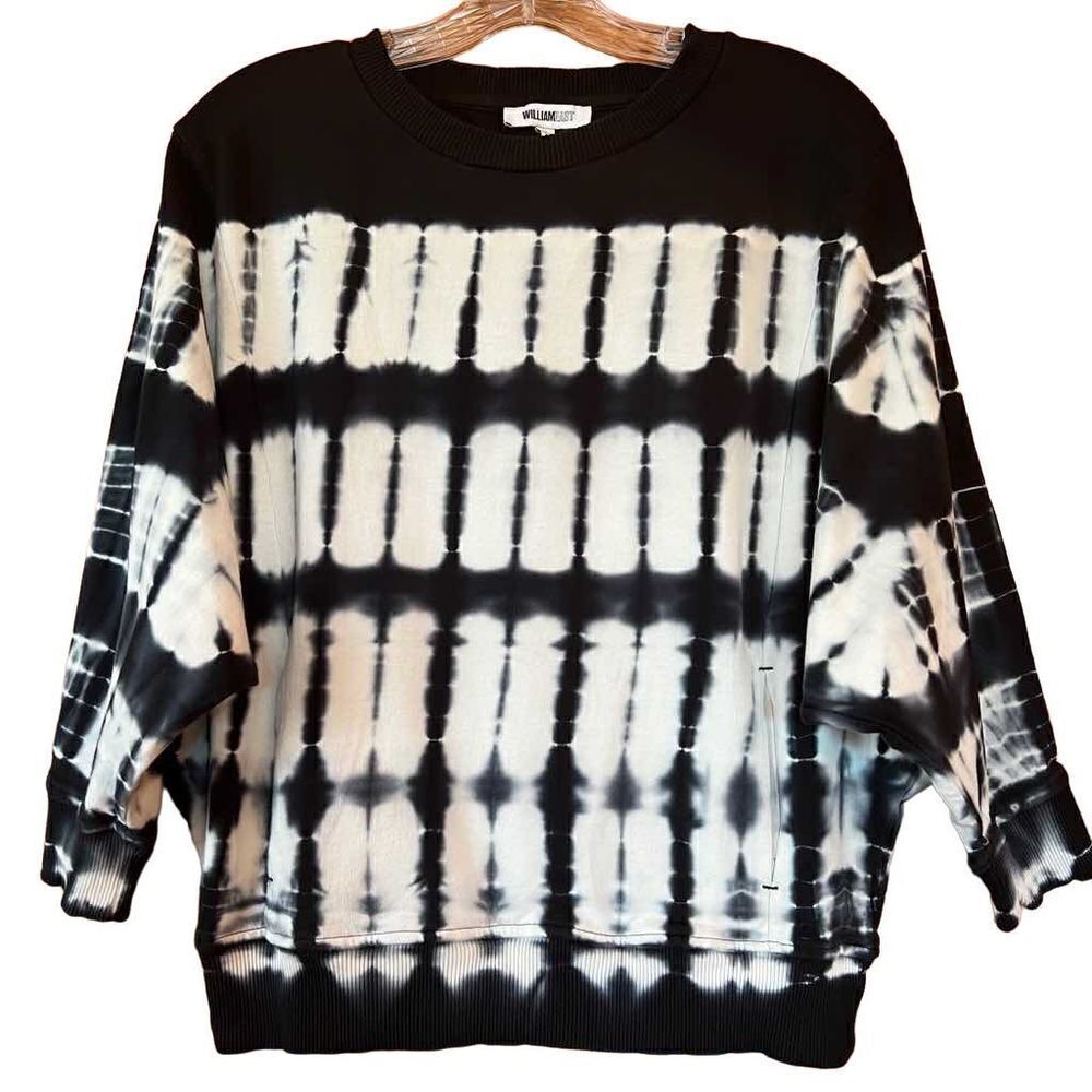 William Rast  Black White Tie Dye Sweatshirt Dolman Sleeve Size Small